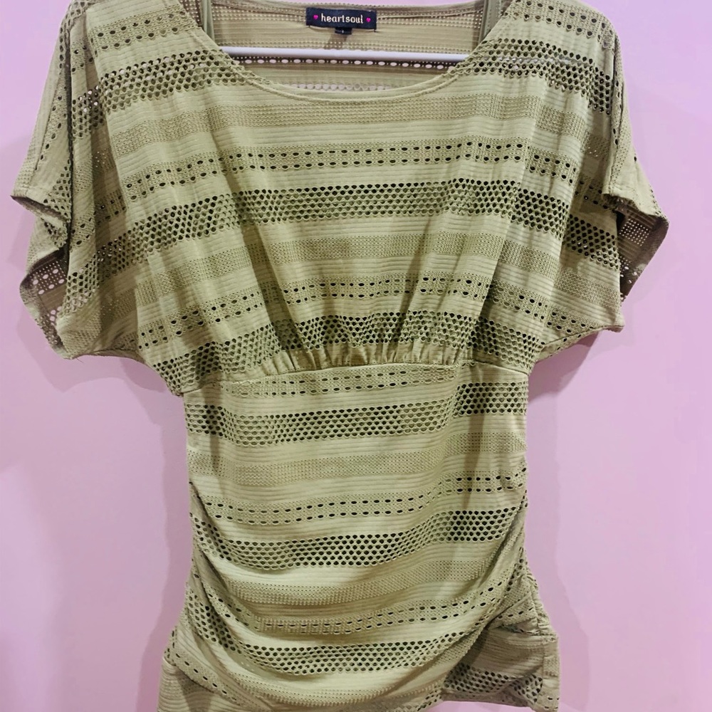 💚Heart Soul Green Stretch top with tank💚